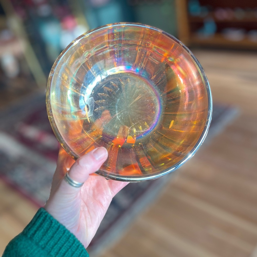 Vintage Orange Carnival Glass Bowl
